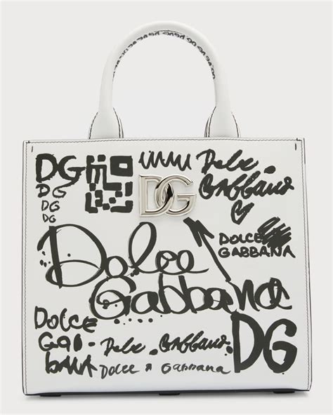 Dolce&Gabbana Graffiti Logo Leather Tote Bag.